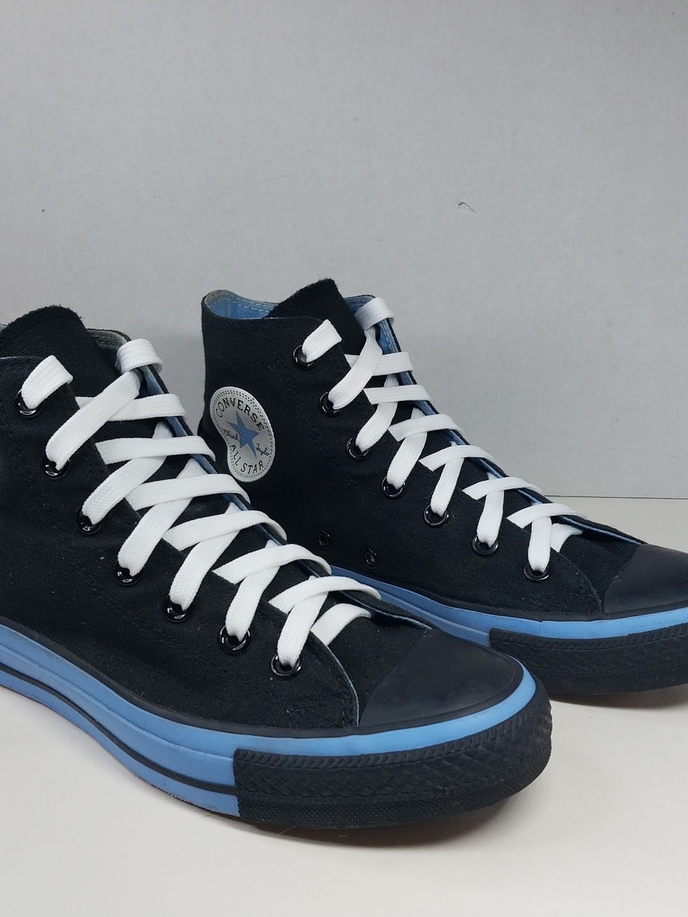 Converse Chuck Taylor All Star Hi Shoes Black Blue Womens Sz 8 Mens Sz 6 Skater